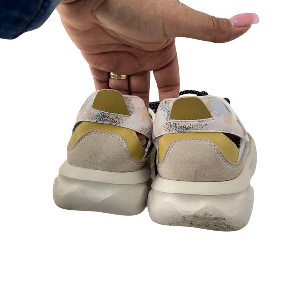 Uin Womens Artistic Sneakers Size 8 Cut-Out Design Comfort Fit Beige Multi-Color - Picture 8 of 16